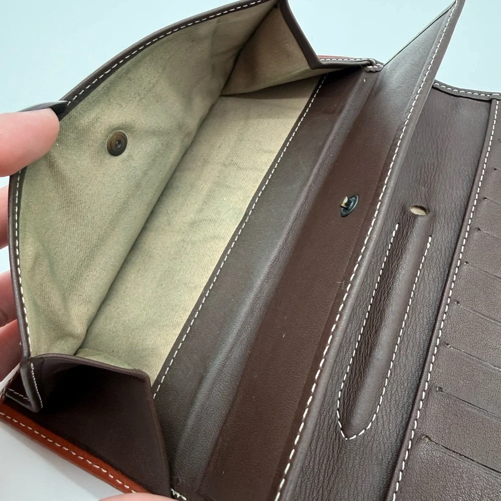 Puntotres Genuine Leather Travel Wallet Passport Organizer Brown Spain Zip